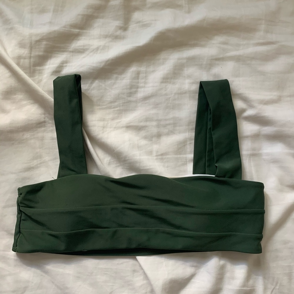 Green straight neck bikini top
